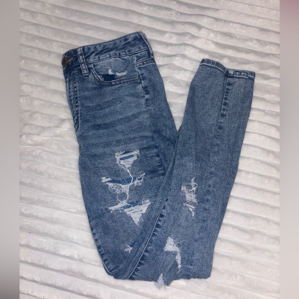 Ripped Washed Skinny Jeans